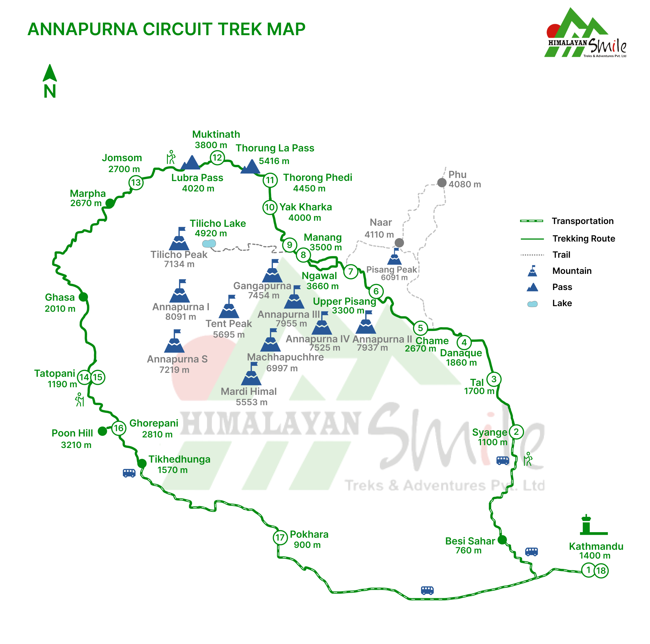 Annapurna circuit trek map 
