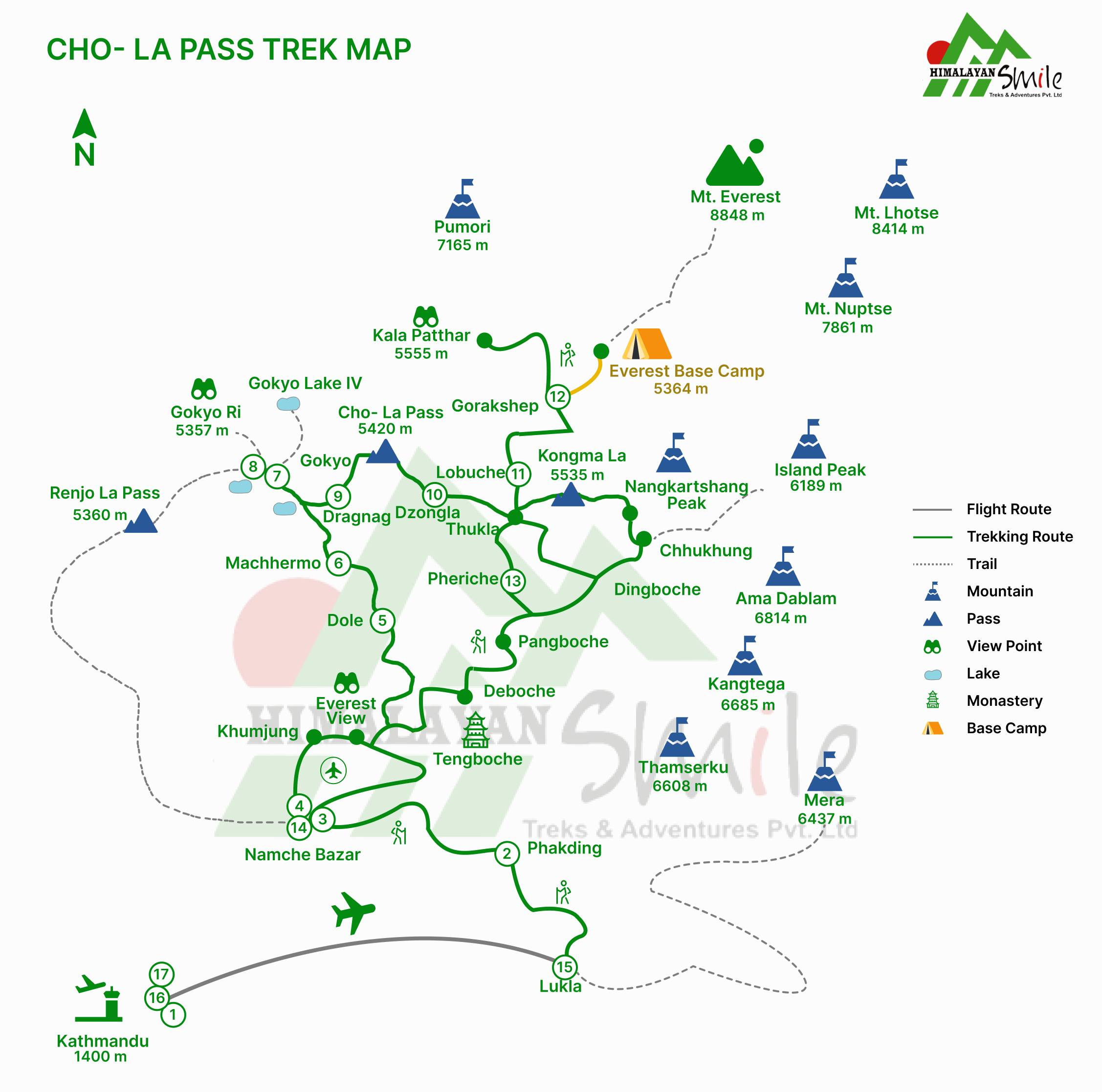 Cho La Pass Trek map 