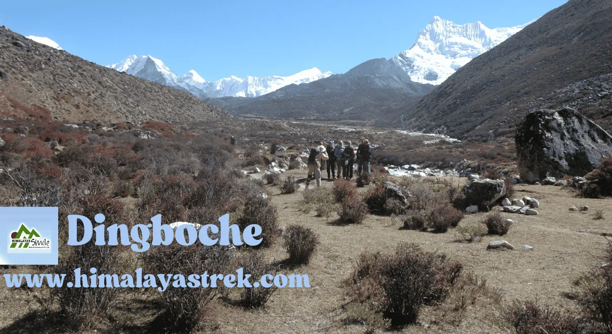 Trekkers hiking during acclimatization day in Dingboche on the Everest Base Camp Trek