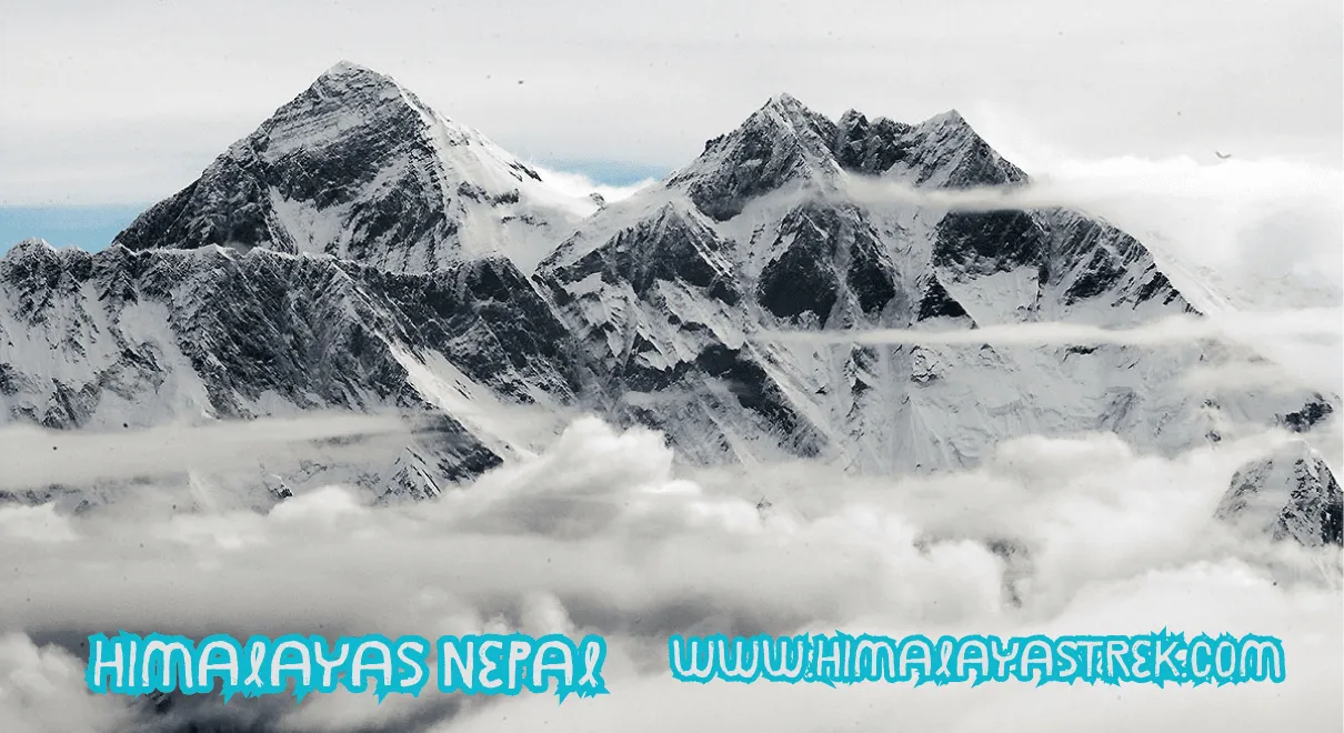 Snow-capped peaks of the Himalayas in Nepal with trekking trails and scenic views
