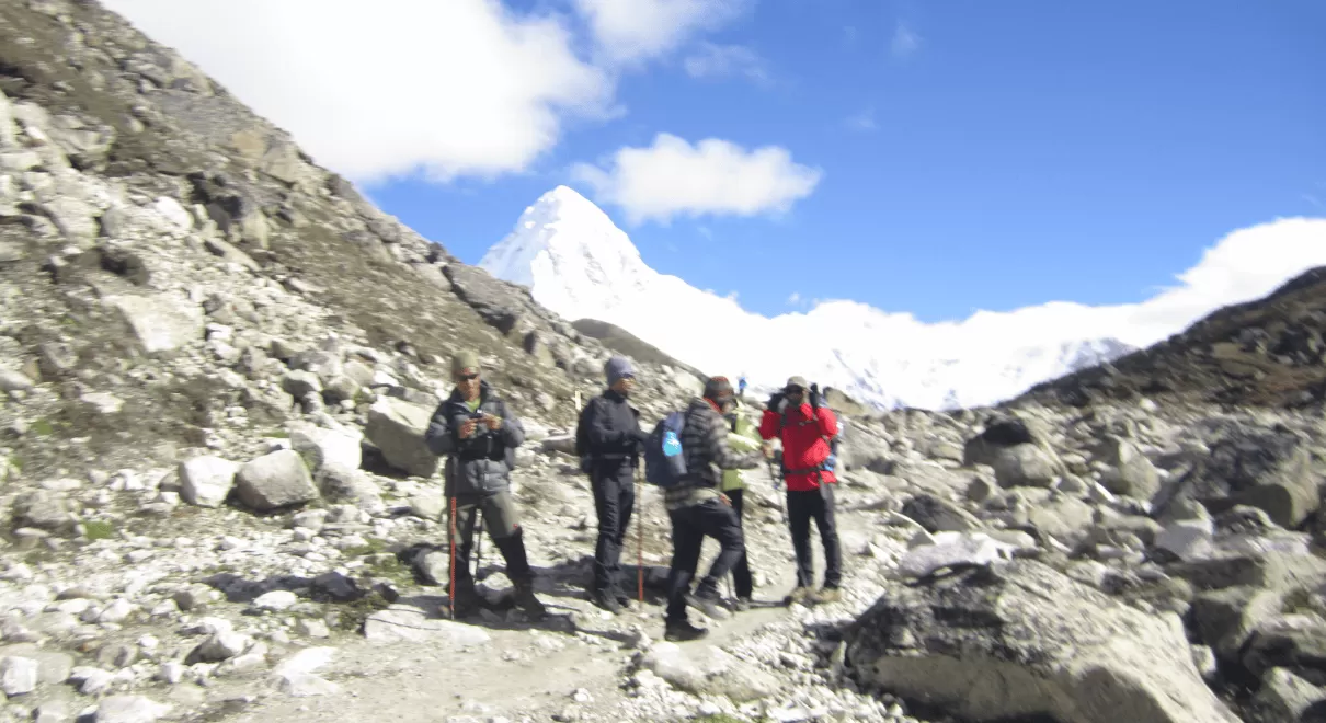 Himalayan mountain peaks view during Everest Base Camp trek Nepal