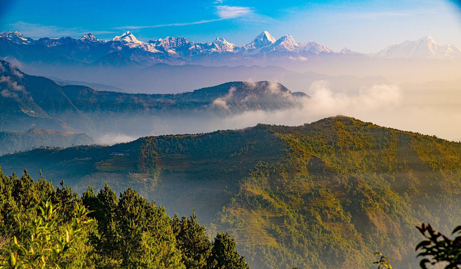 Trek Chisapani to Nagarkot. Nagarkot sunset view.'