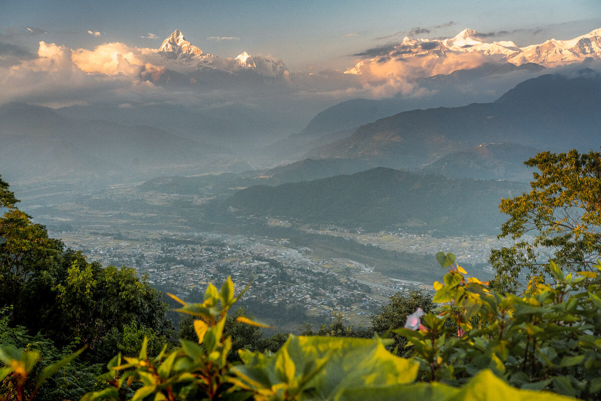 Sarangkot sunrise. Fly to Kathmandu.'