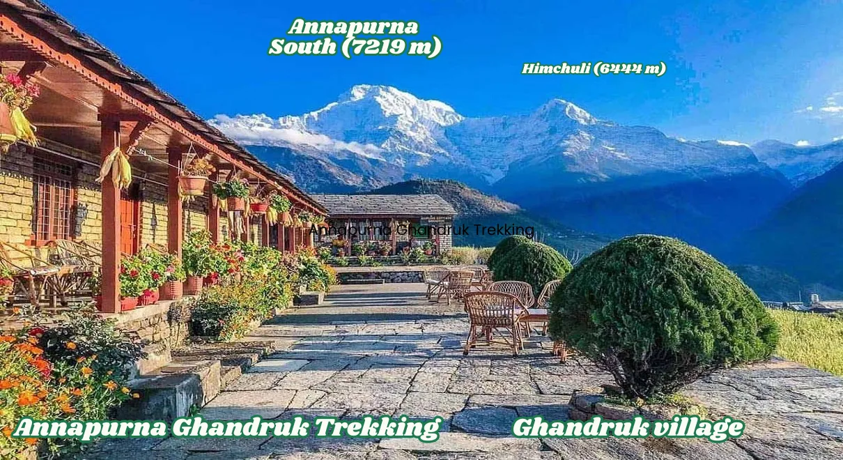 Annapurna Ghandruk trekking trail with mountain views