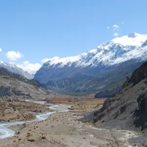 Fly Pokhara to Jomsom (2,720m).Trek to Kagbeni village (2,800m).