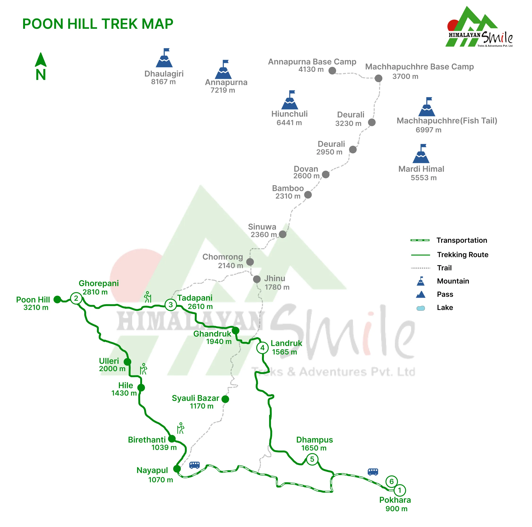 Ghorepani poon hill trek map 