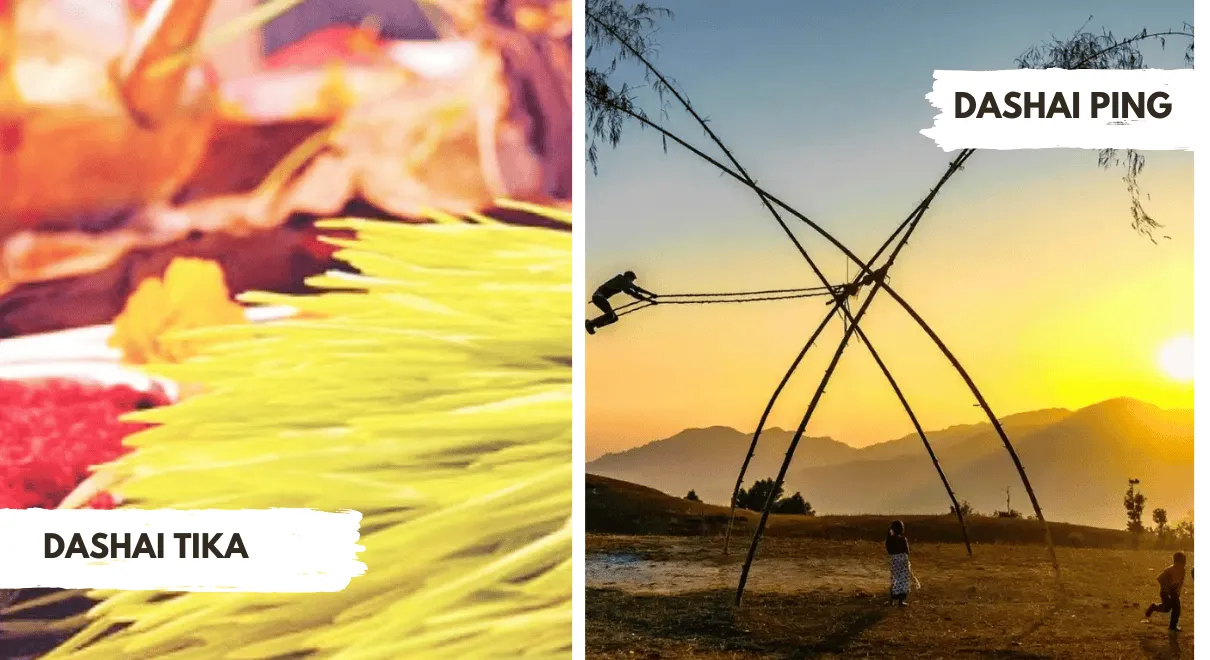 Dashain festival celebration in Nepal with traditional tika ceremony during cultural tour