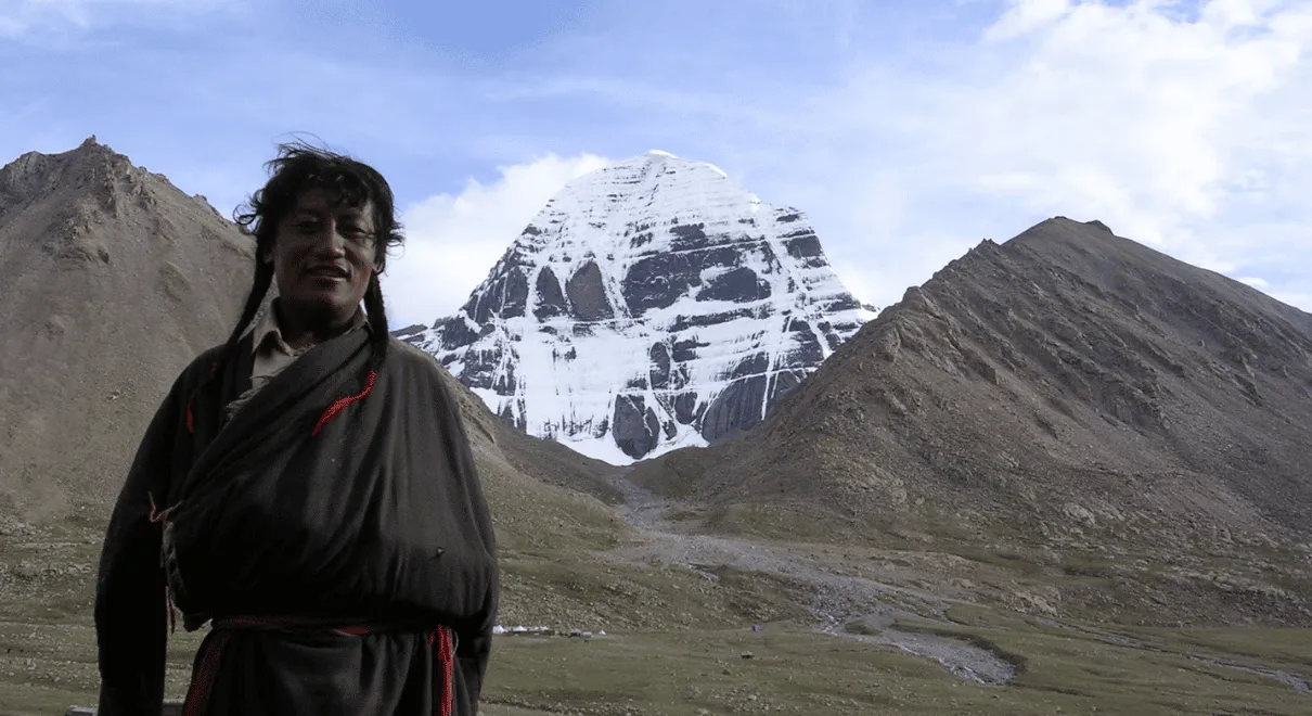 Mount Kailash sacred peak with Lake Mansarovar in Tibet's Himalayan landscape