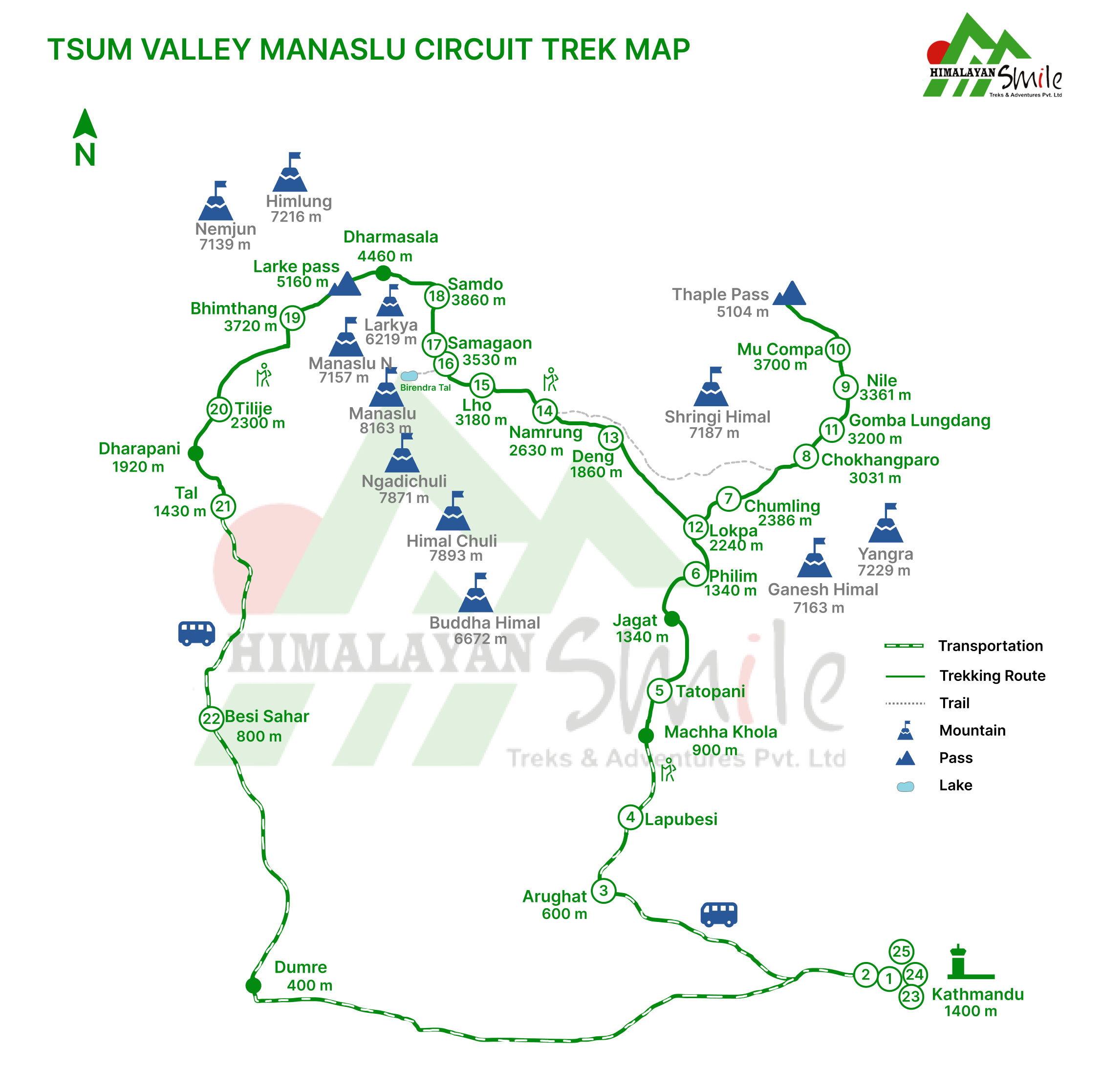 Manaslu Tsum Valley Trek map 