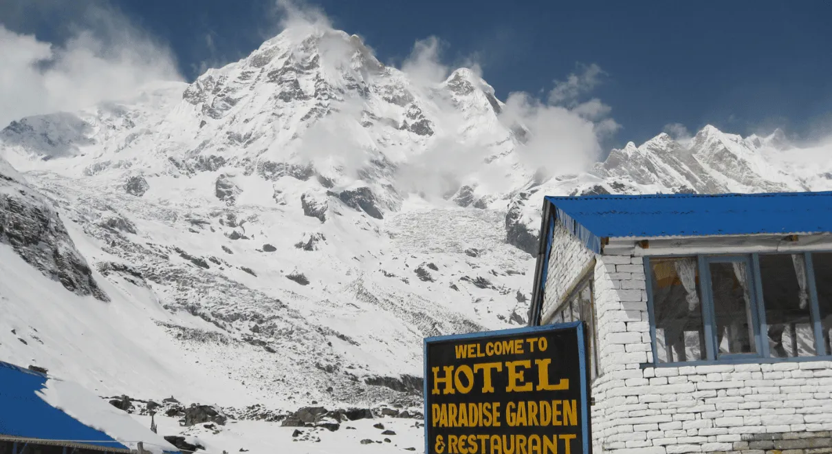 Winter Annapurna Base Camp Trek December and January expedition with snow-covered peaks at 4130m